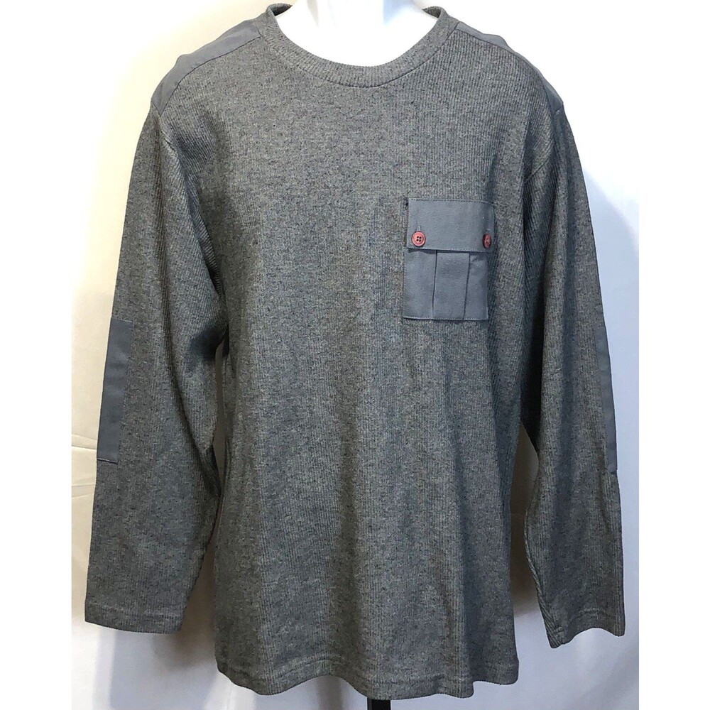 Arizona jersey shirt L Gray Long sleeve Pocket Ribbed Knit Cotton Classic
